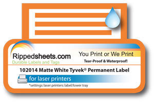 Waterproof Tyvek label