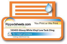 Glossy White Vinyl Low-Tack Static Cling Labels